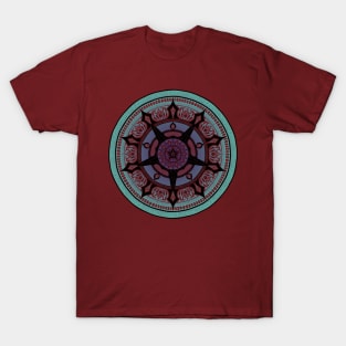 Large Mixed Themed Mandala Purple Turquoise T-Shirt